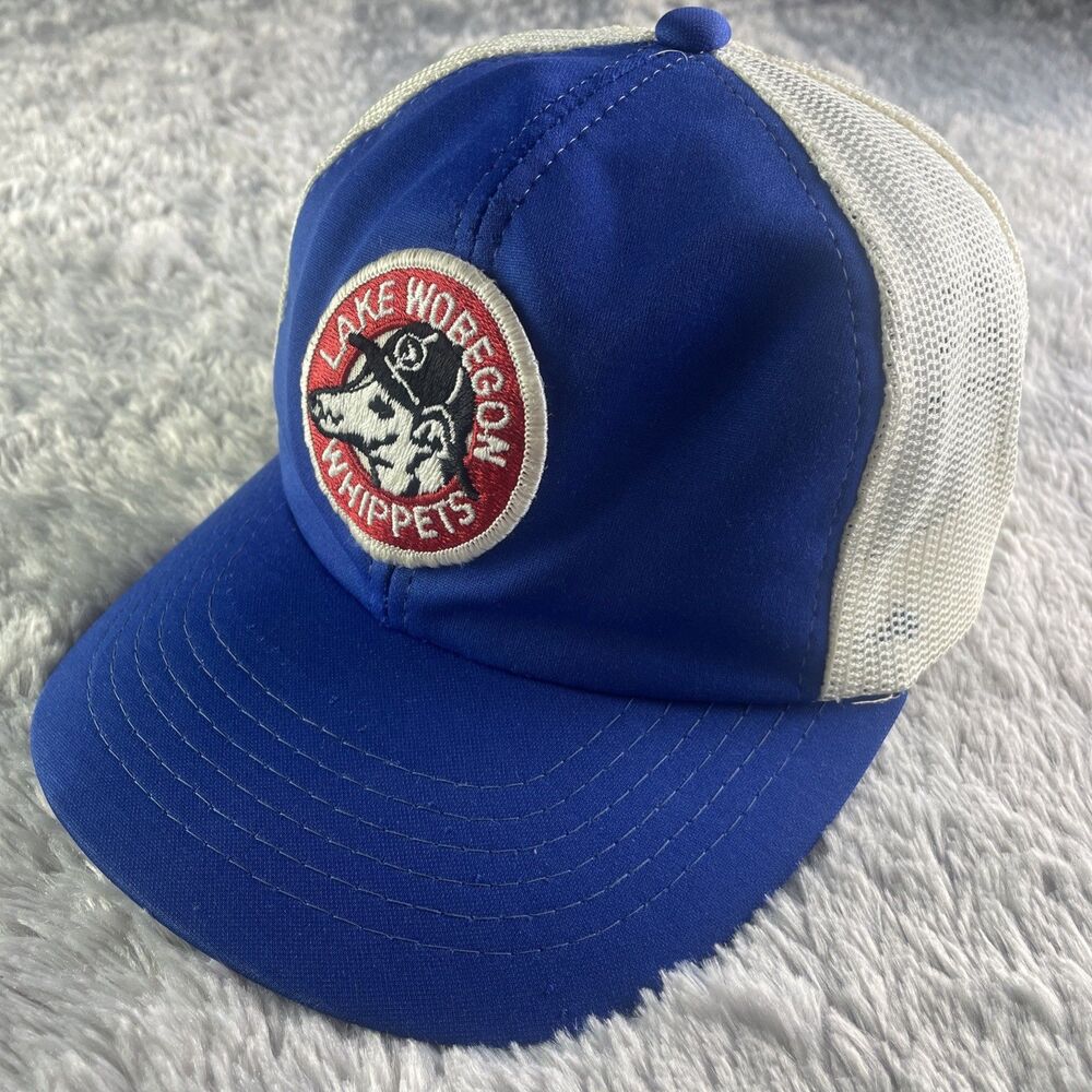 Vintage Lake Wobegon Whippets Hat Cap Adjustable Blue White Red Snapback Trucker